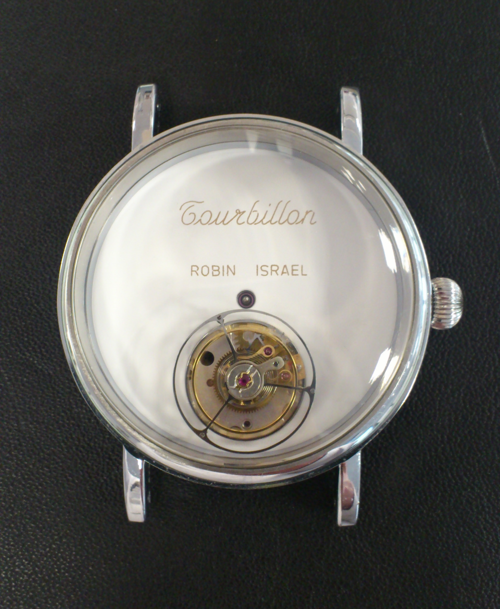 Wristwatch with a flying tourbillon made by Robin Israel