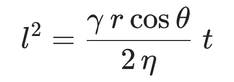 l² = (γ r cos θ / 2η) · t