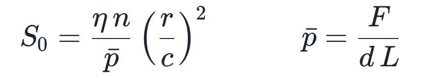 S₀ = (η · n / p̄) · (r/c)² mit p̄ = F / (d · L)